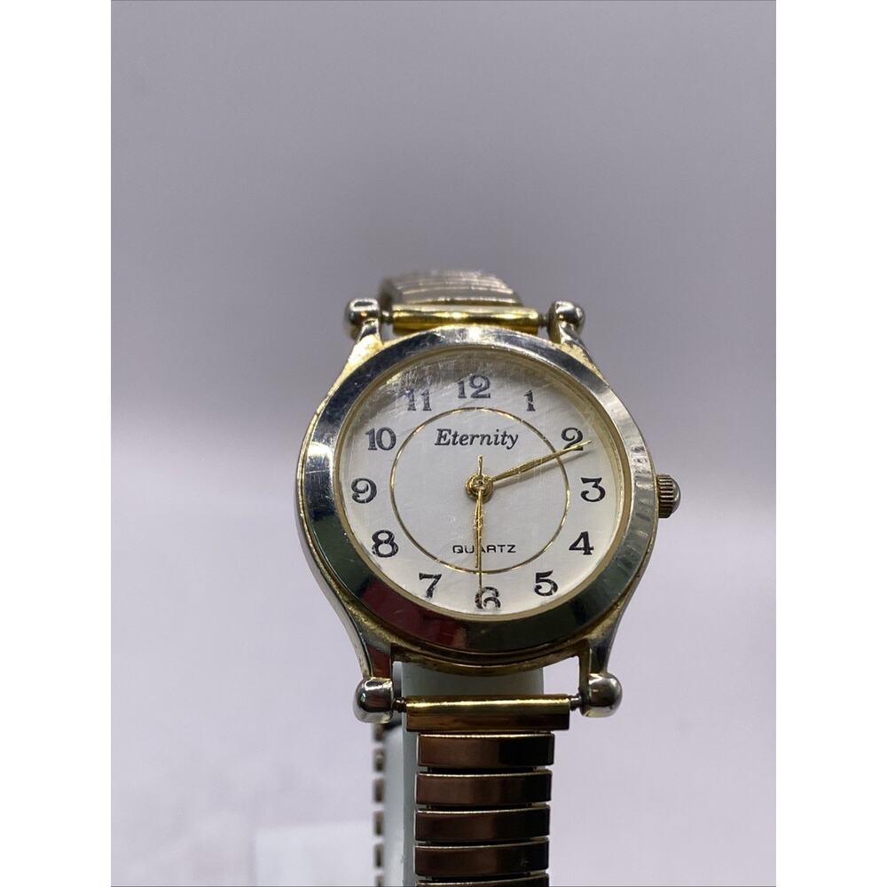 Eternity Gold Tone Stretch Band Vintage Quartz Watch New Battery Works